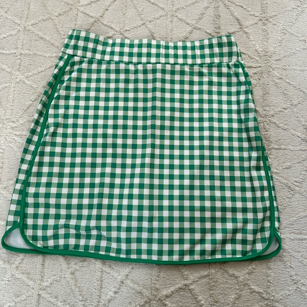 Green Gingham A-Line Skort - Women's